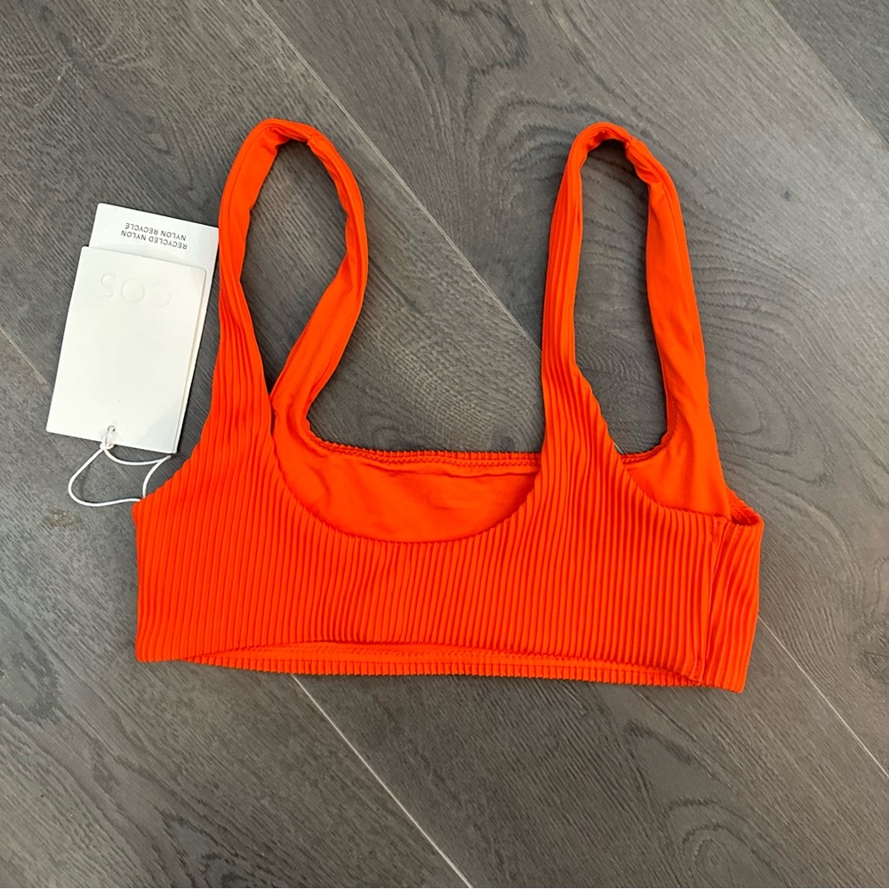 Orange Ribbed Bikini Top - - Picture 2 of 9